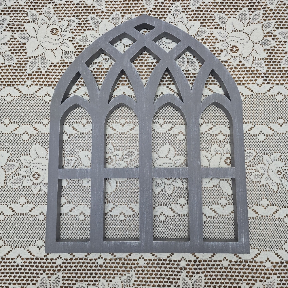 Cathedral Arch 21" x 17" Wall Decor Rustic Gray Weathered Frame Gothic Farmhouse